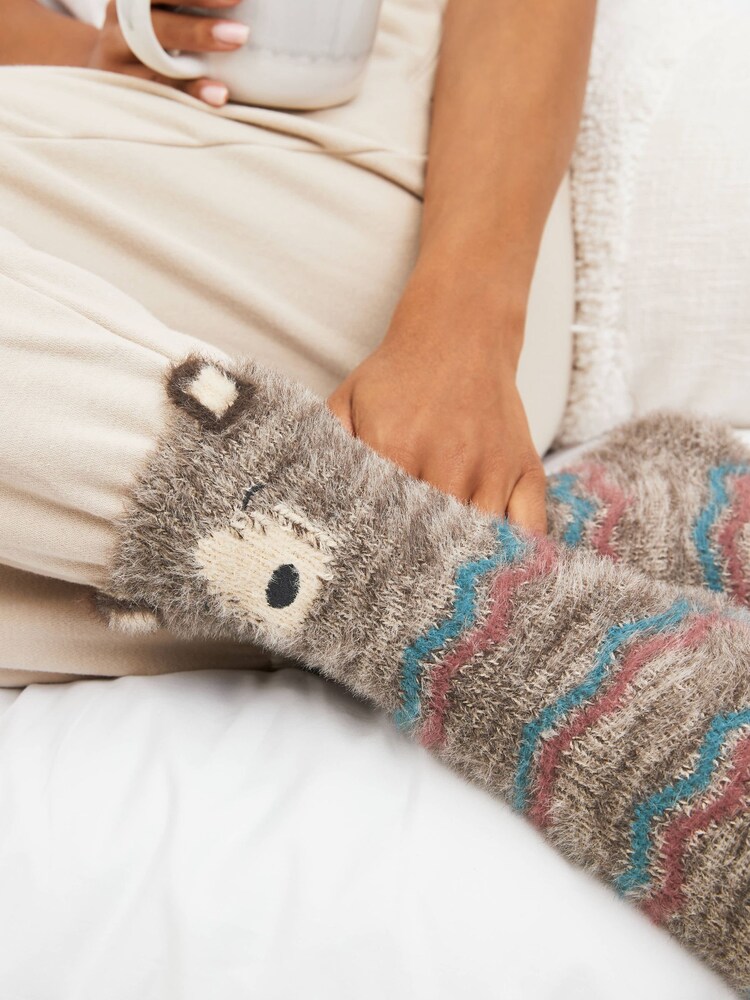 Bear Character Super Hairy Cosy Socks 2 Pack - Image 2 of 5