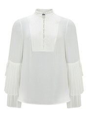 Mint Velvet White Pleated Blouse - Image 3 of 4