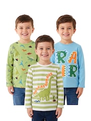 Harry Bear Green Harry Bear Dinosaur Tops 3 Pack - Image 1 of 7