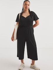 Simply Be Black Lucy Sweetheart Neck Jumpsuit - Image 1 of 4