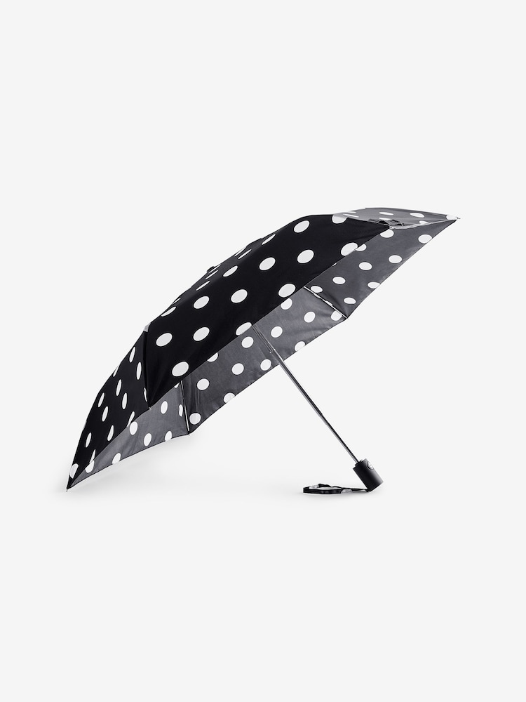 Black/Cream Spot Auto Open/Close Umbrella - Image 1 of 3