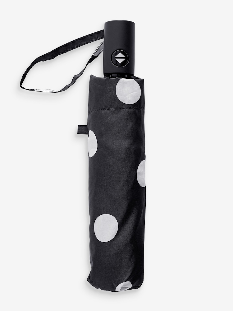 Black/Cream Spot Auto Open/Close Umbrella - Image 2 of 3