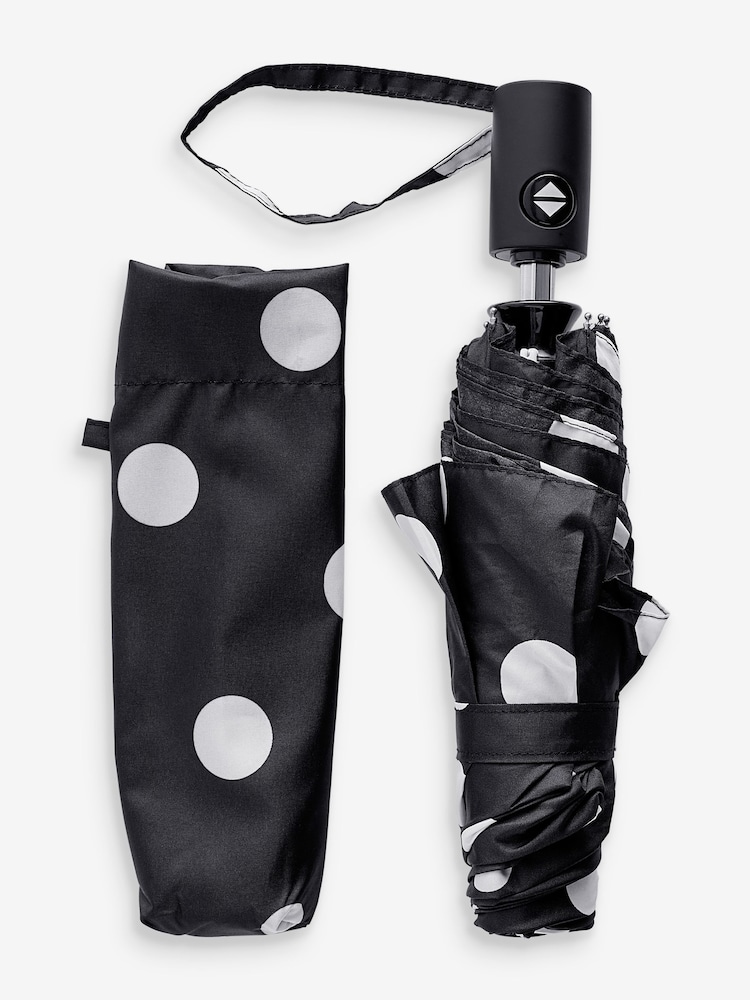 Black/Cream Spot Auto Open/Close Umbrella - Image 3 of 3