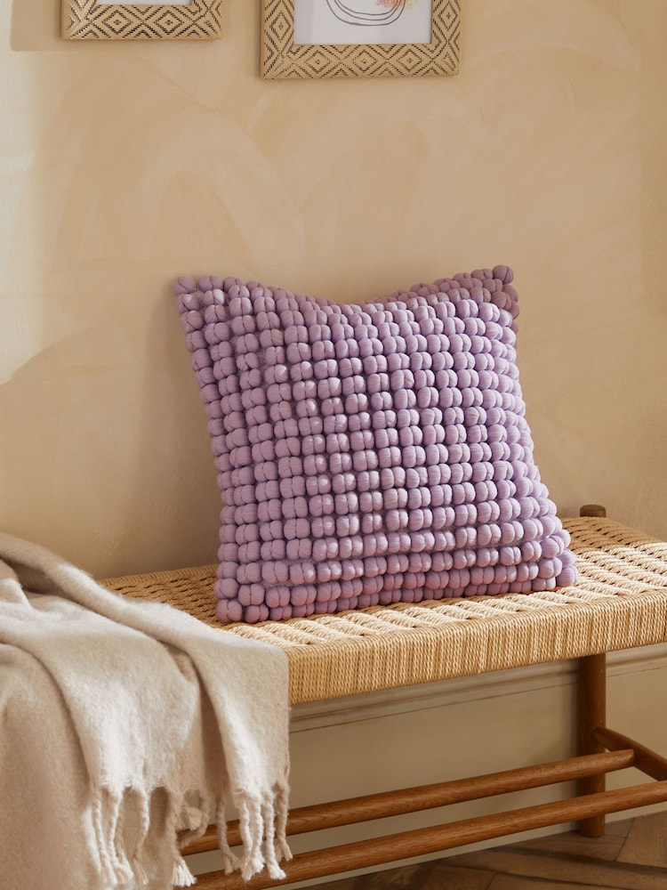 Lilac Purple 43 x 43cm Global Bobble Cushion - Image 1 of 5