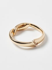 Oliver Bonas Gold Tone Maya Cross Over Chunky Cuff Bangle - Image 2 of 4