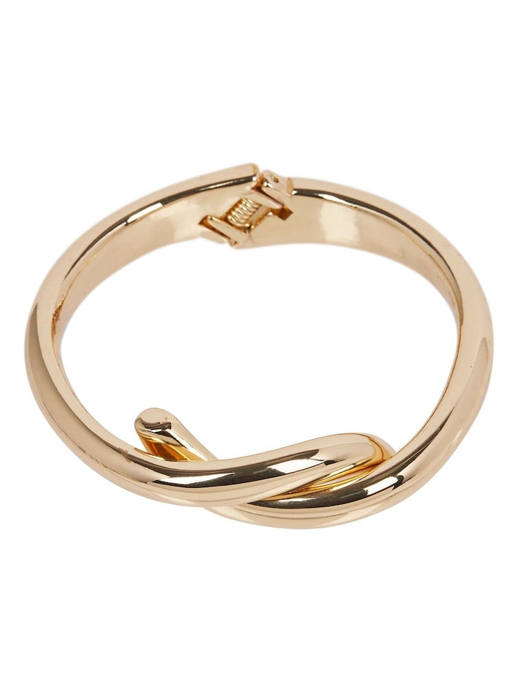 Oliver Bonas Gold Tone Maya Cross Over Chunky Cuff Bangle - Image 4 of 4