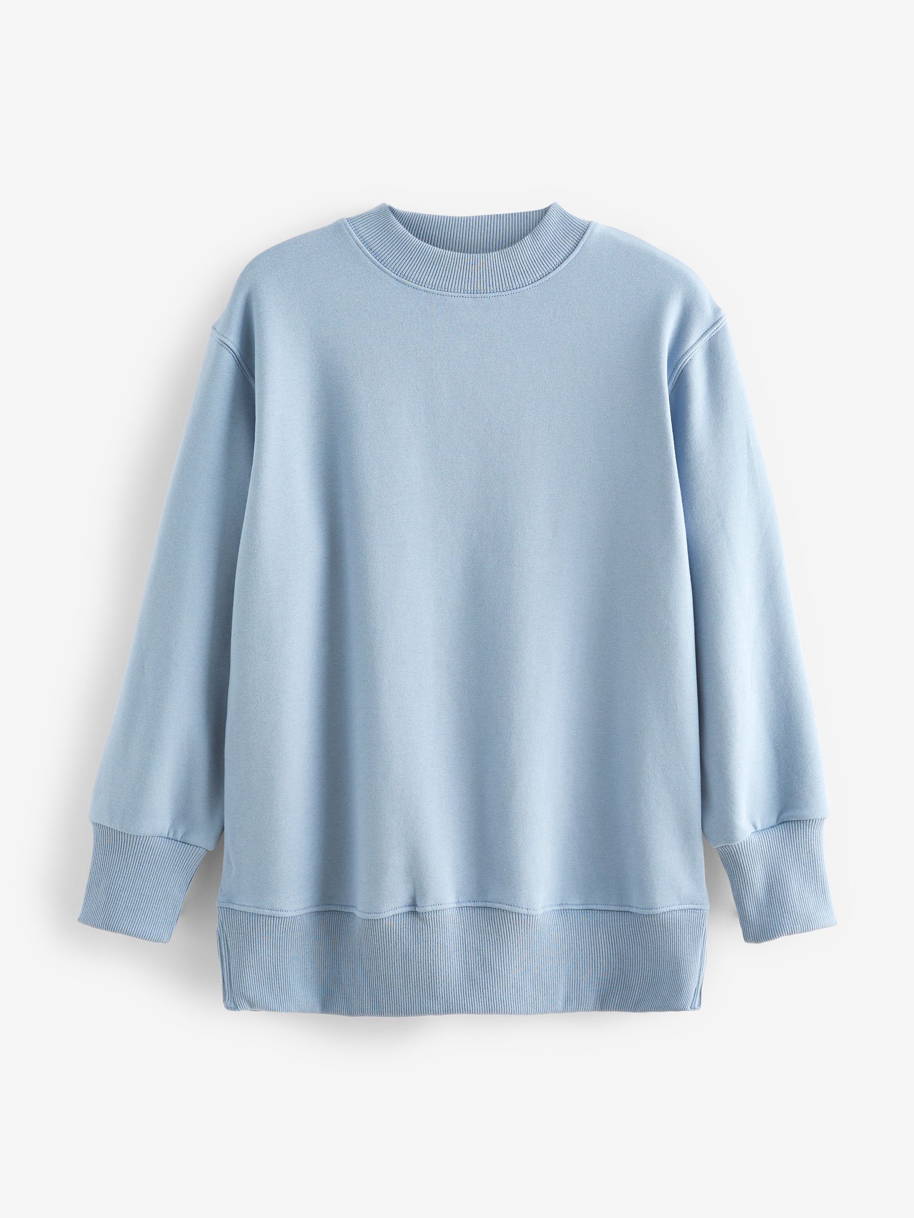 Dusky Blue Essentials Longline Relaxed Fit Cotton Sweatshirt