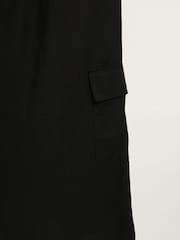Black Column Midi Skirt with Linen - Image 6 of 7
