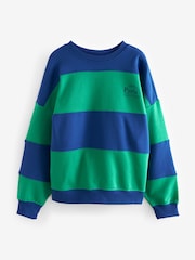 Blue/Green Relaxed Fit Heavyweight Graphic Paris Slogan Stripe Sweatshirt - Image 5 of 6