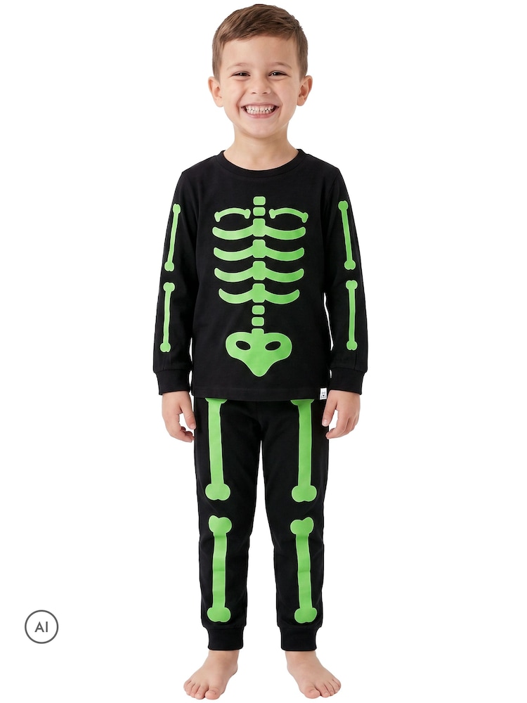 Harry Bear Glow In The Dark Pyjamas Skeleton - Bilde 1 av 11