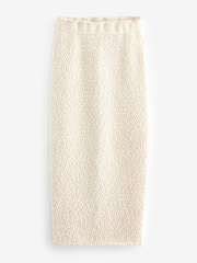 Ecru, Weiß - Rochelle Cosy Co-Ord Maxirock aus Boucle-Strick mit Säule - Bild 6 von 7