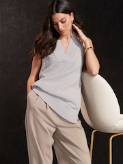 Grey Soft Touch Cosy Sleeveless V-Neck Tank Top Vest - Image 1 of 6