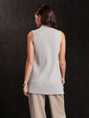 Grey Soft Touch Cosy Sleeveless V-Neck Tank Top Vest - Image 3 of 6