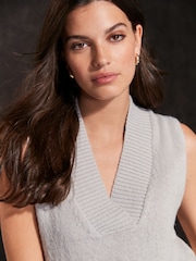 Grey Soft Touch Cosy Sleeveless V-Neck Tank Top Vest - Image 4 of 6
