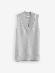 Grey Soft Touch Cosy Sleeveless V-Neck Tank Top Vest - Image 5 of 6
