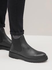 Black Chunky Leather Chelsea Boots - Image 1 of 7
