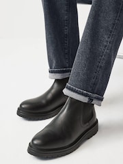 Black Chunky Leather Chelsea Boots - Image 2 of 7