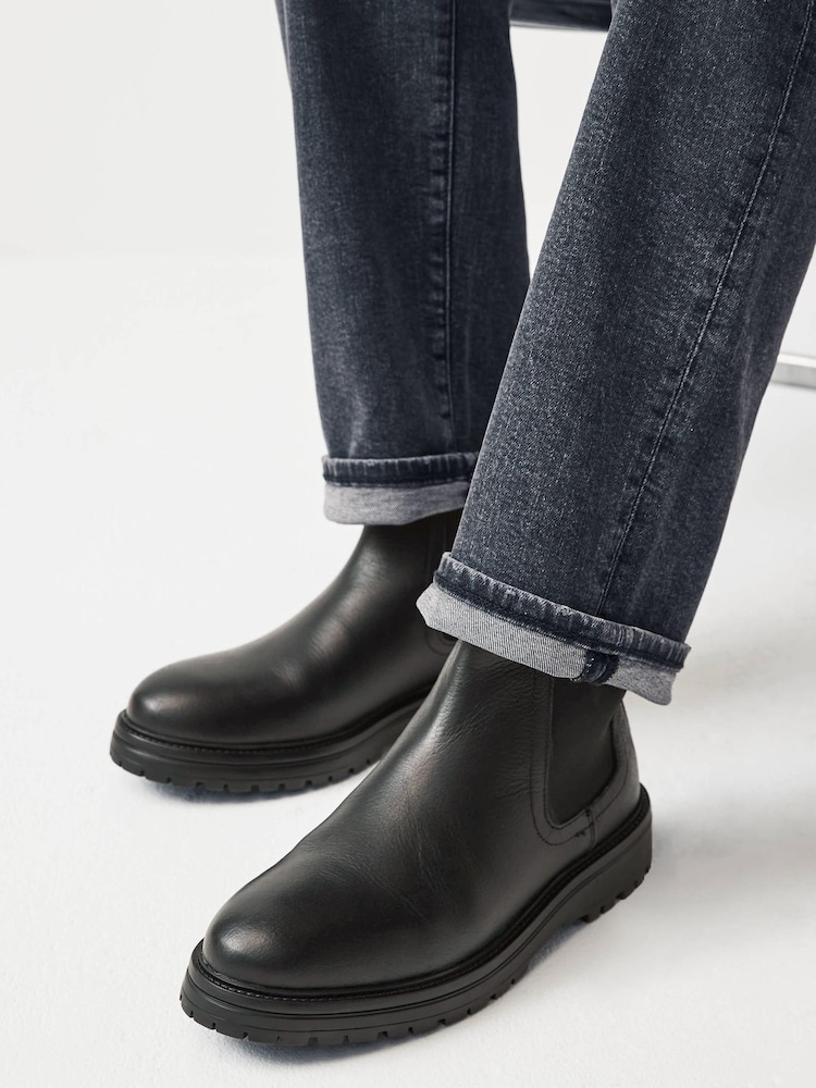 Black Chunky Leather Chelsea Boots - Image 2 of 7