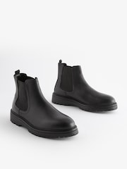 Black Chunky Leather Chelsea Boots - Image 3 of 7