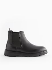 Black Chunky Leather Chelsea Boots - Image 4 of 7