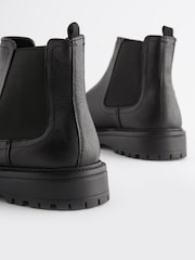 Black Chunky Leather Chelsea Boots - Image 6 of 7