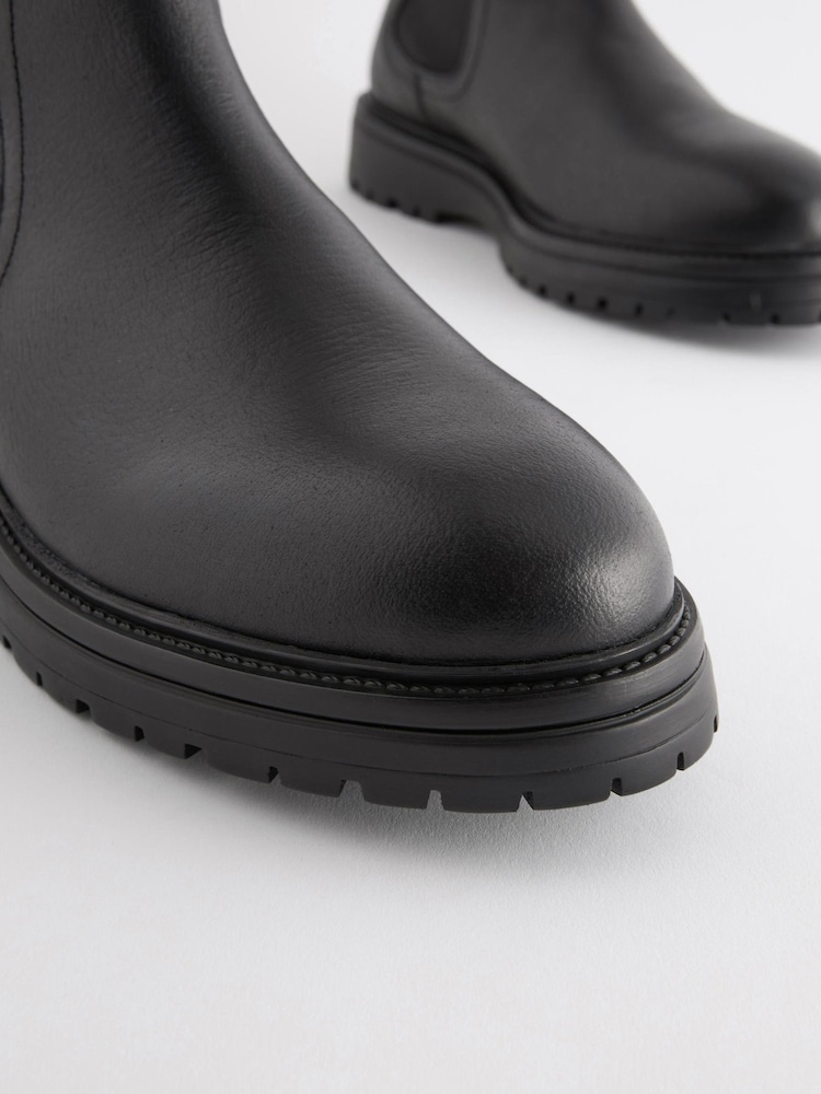 Black Chunky Leather Chelsea Boots - Image 7 of 7