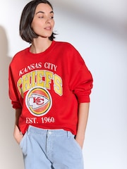 Red NFL American License Kansas City Chiefs Heavyweight Graphic Slogan 100% Cottton Sweatshirt - Image 1 of 7
