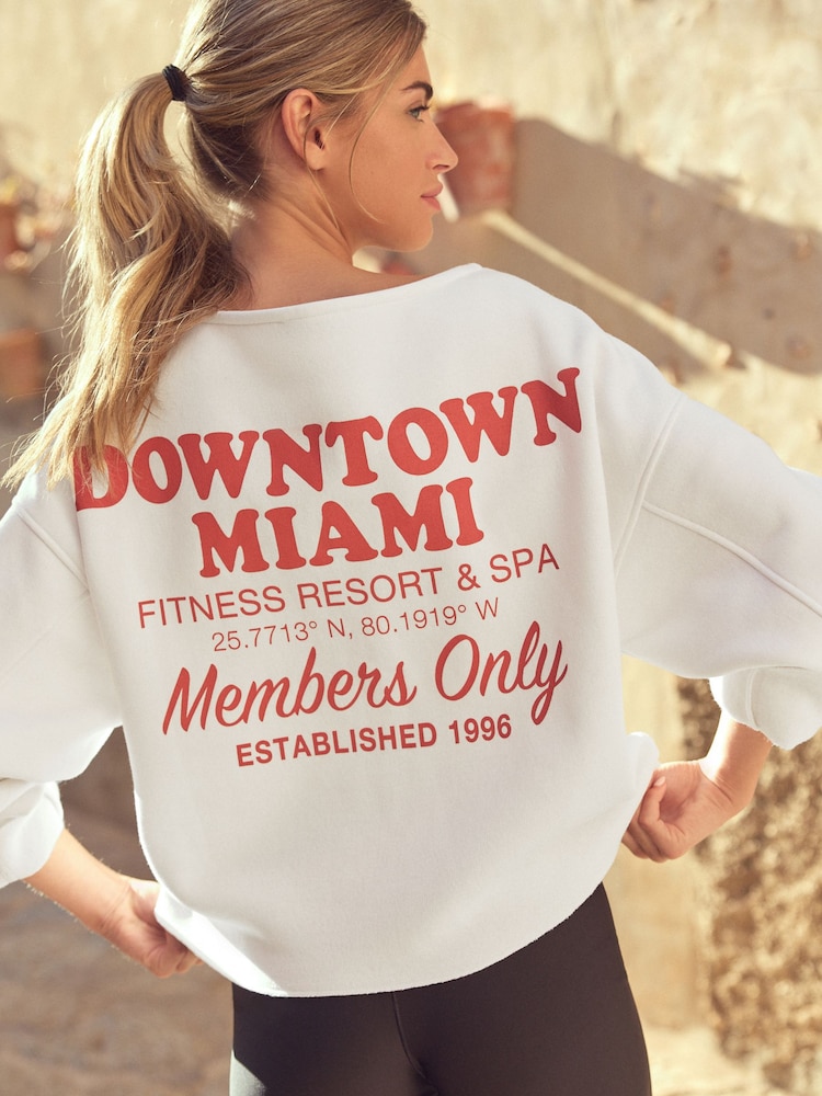 Miami Graphic Relaxed Fit Slouch Sweat Top - Image 1 of 6