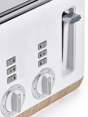 White Bronx Wood Effect 4 Slice Toaster - Image 2 of 6
