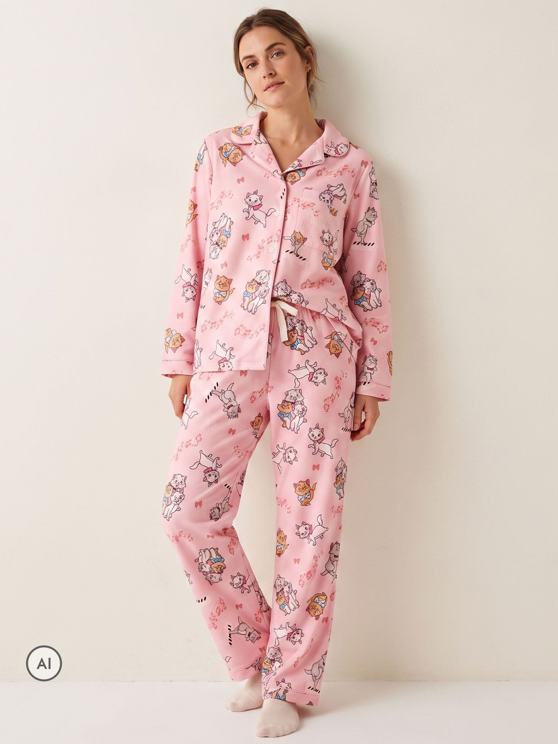 Disney The Aristocats Womens Pyjamas, Size S To XXL | Warm And Cosy Fleece, Central Buttons, Practical Pocket, Long Sleeve Disney Pyjamas For Size Small To XXL - Image 3