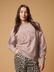 Pink Rainbow New York City Graphic Slogan Sweatshirt - Image 4 of 7