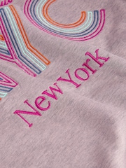 Pink Rainbow New York City Graphic Slogan Sweatshirt - Image 7 of 7
