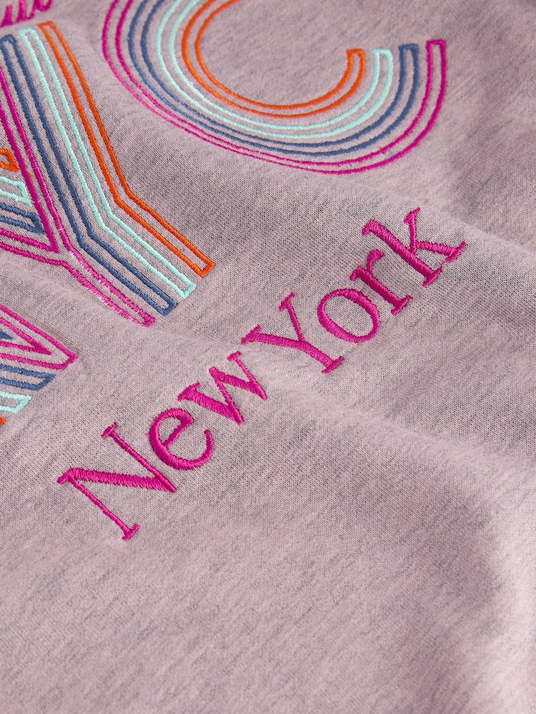 Pink Rainbow New York City Graphic Slogan Sweatshirt - Image 7 of 7