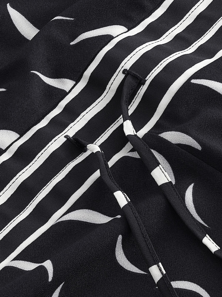 Black/White Moon Print Long Sleeve Column Midi Dress - Image 5 of 5