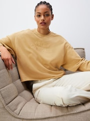 Yellow Relaxed Fit Malibu Washed Embroidered City Graphic 100% Cotton Sweatshirt - Image 1 of 10