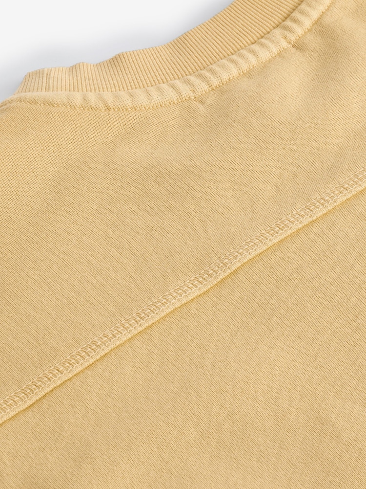 Yellow Relaxed Fit Malibu Washed Embroidered City Graphic 100% Cotton Sweatshirt - Image 10 of 10