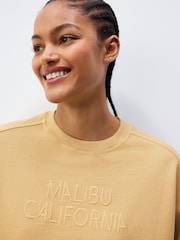 Yellow Relaxed Fit Malibu Washed Embroidered City Graphic 100% Cotton Sweatshirt - Image 4 of 10