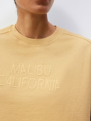 Yellow Relaxed Fit Malibu Washed Embroidered City Graphic 100% Cotton Sweatshirt - Image 5 of 10