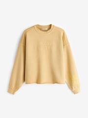 Yellow Relaxed Fit Malibu Washed Embroidered City Graphic 100% Cotton Sweatshirt - Image 6 of 10