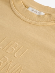 Yellow Relaxed Fit Malibu Washed Embroidered City Graphic 100% Cotton Sweatshirt - Image 8 of 10