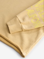 Yellow Relaxed Fit Malibu Washed Embroidered City Graphic 100% Cotton Sweatshirt - Image 9 of 10
