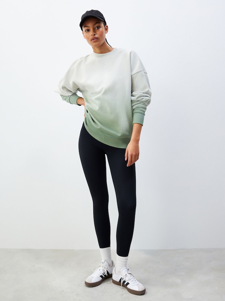 Grün - Weiches, langes, schweres Sweatshirt mit Farbverlauf und Dip-Dye-Effekt in Übergröße - Bild 2 von 4