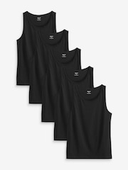 Black 100% Cotton Vests 5 Pack - Image 1 of 7