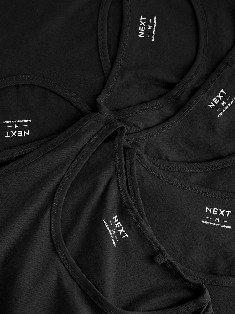 Black 100% Cotton Layering Vests 5 Pack - Image 6 of 7