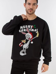 Brands In Black Looney Tunes Bugs Bunny Merry Christmas Sweatshirt - Image 1 of 3