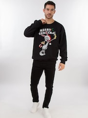 Brands In Black Looney Tunes Bugs Bunny Merry Christmas Sweatshirt - Image 2 of 3