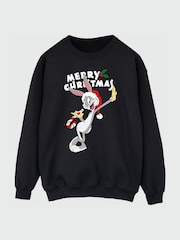 Brands In Black Looney Tunes Bugs Bunny Merry Christmas Sweatshirt - Image 3 of 3