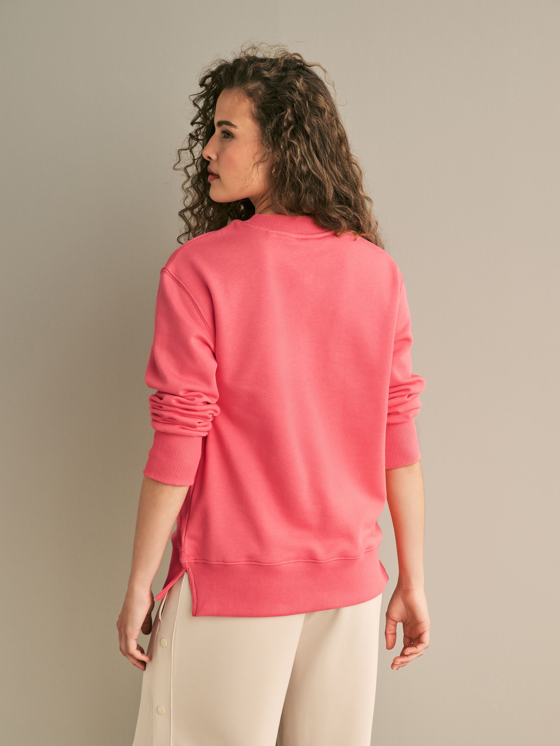 Buy Coral Pink Essentials Longline Relaxed Fit Cotton Sweatshirt from Next USA