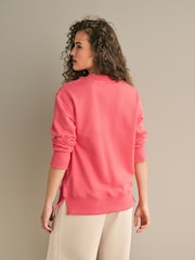 Coral Pink Essentials Longline Relaxed Fit Cotton Sweatshirt - Image 2 of 6