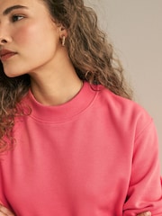Coral Pink Essentials Longline Relaxed Fit Cotton Sweatshirt - Image 3 of 6